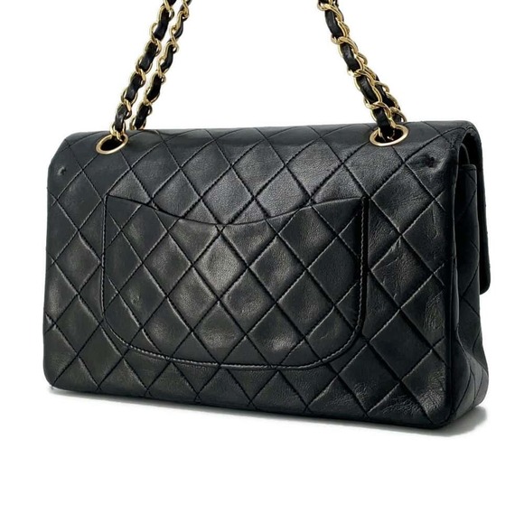 Chanel Chain Matelasse Black Shoulder Bag Lambskin Double - Picture 1 of 16
